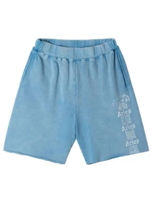 Aries Age Encent Column Sweatshorts Pale Blue Shorts - ARIES - BALAAN 1