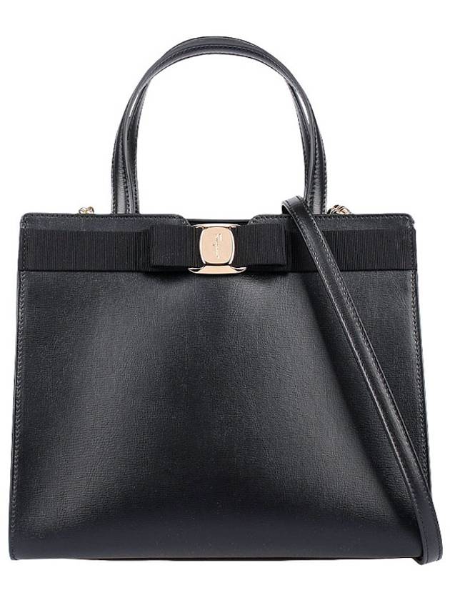 Vara Bow Top Handle Tote Bag Black - SALVATORE FERRAGAMO - BALAAN 2