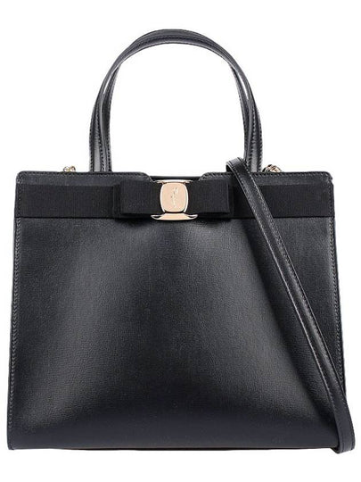 Vara Bow Top Handle Tote Bag Black - SALVATORE FERRAGAMO - BALAAN 2