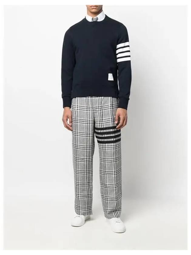 4 Bar Tartan Check Linen Slacks Grey - THOM BROWNE - BALAAN 3