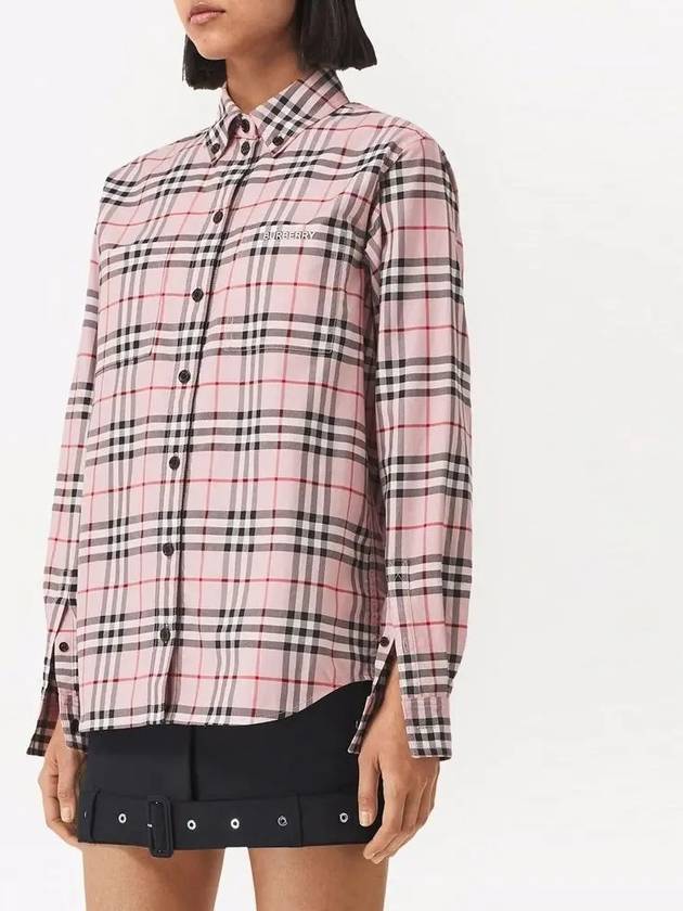 Tartan Logo Long Sleeve Shirt Pink - BURBERRY - BALAAN 3