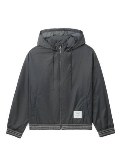 Logo Patch Ripstop Track Jacket Silver - THOM BROWNE - BALAAN 2