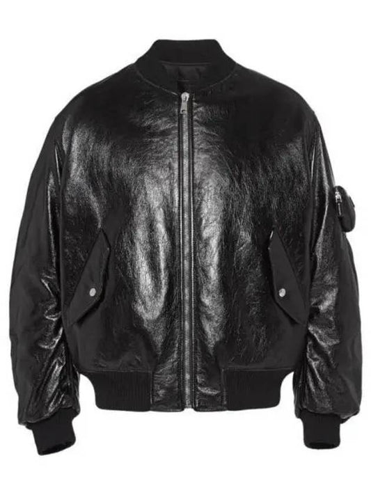 Triangle Pouch Nappa Leather Bomber Jacket Black - PRADA - BALAAN 2