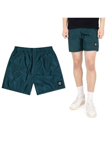 Men's Logo Patch Nylon Swim Shorts Green - STONE ISLAND - BALAAN 2