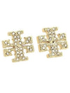 Crystal Logo Stud Earrings Gold - TORY BURCH - BALAAN 2