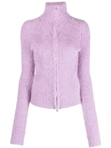 Pamina Textured Zip-Up Cardigan Lilac - ISABEL MARANT - BALAAN 1