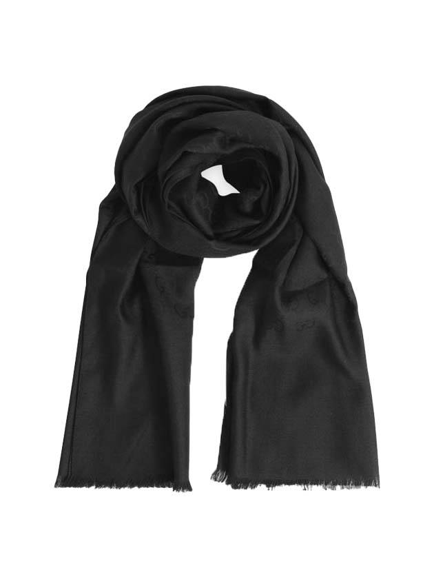 GG Jacquard Wool Silk Muffler Black - GUCCI - BALAAN 1