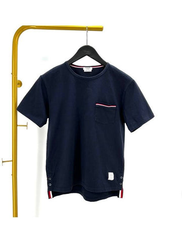 Pocket short sleeve t shirt navy size 2 - THOM BROWNE - BALAAN 1