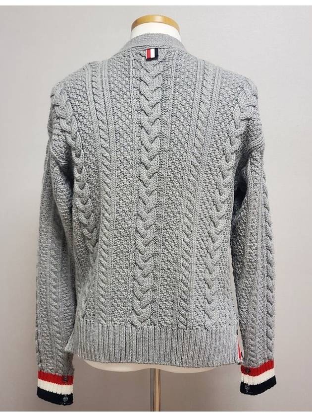 Three Stripes Aran Cable Cardigan 2 - THOM BROWNE - BALAAN 4