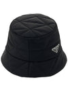 Triangle Logo Nylon Bucket Hat Black - PRADA - BALAAN 5