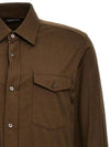 Silk Cotton Long Sleeve Shirt Brown - TOM FORD - BALAAN 4