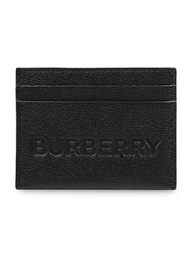 Logo Embossed Grainy Leather Card Wallet Black - BURBERRY - BALAAN 1