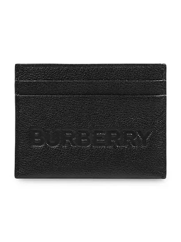 Logo Embossed Grainy Leather Card Wallet Black - BURBERRY - BALAAN 1