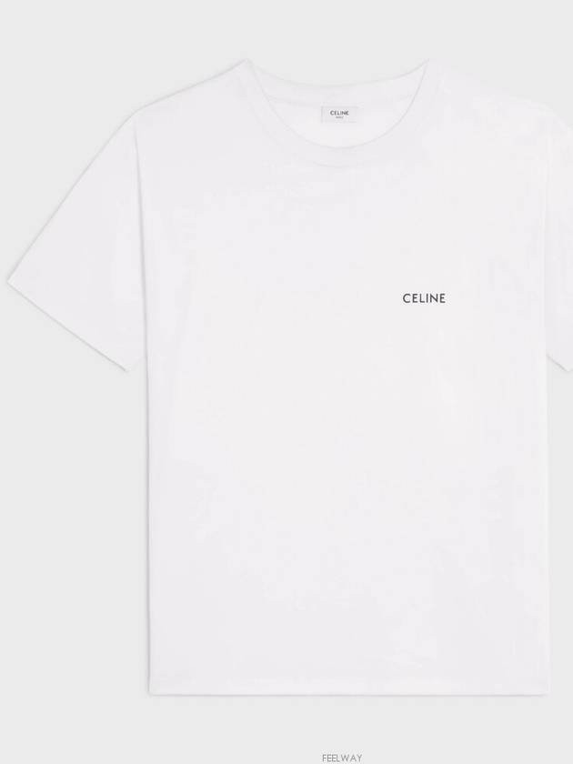 Logo Print Cotton Jersey Loose Short Sleeve T-Shirt White - CELINE - BALAAN 2