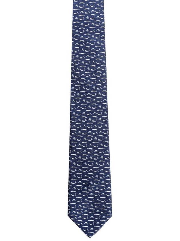 Gator Silk Tie Navy - SALVATORE FERRAGAMO - BALAAN 1