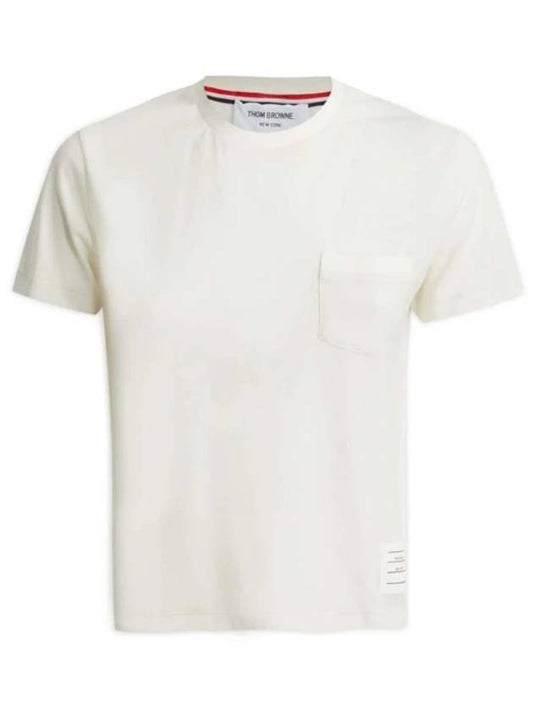 Women's Chest Patch Pocket Short Sleeve T-Shirt White - THOM BROWNE - BALAAN 2