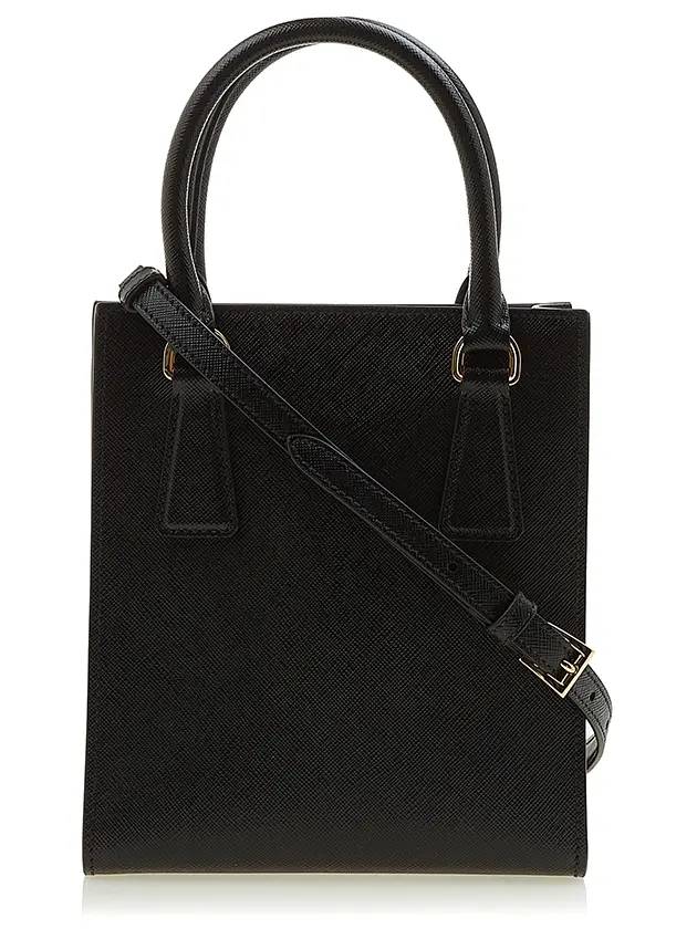 Triangular Logo Saffiano Leather Tote Bag Black - PRADA - BALAAN 4