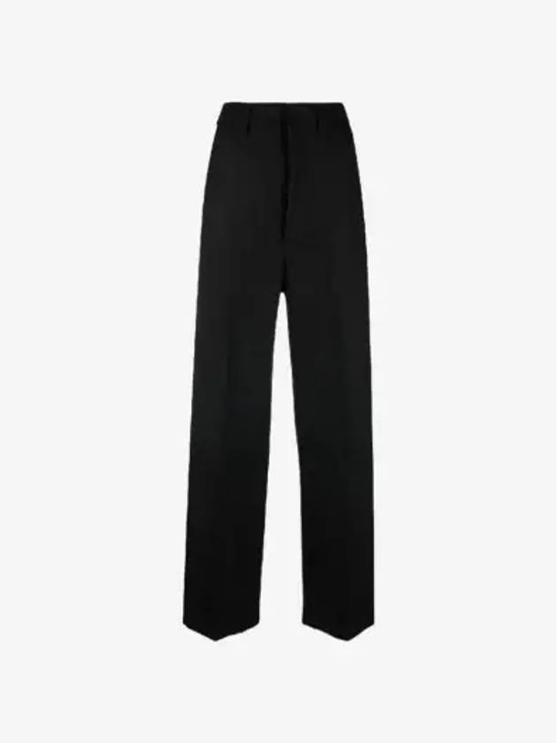 Gabardine Wool Loose Fit Wide Pants Black - AMI - BALAAN 3