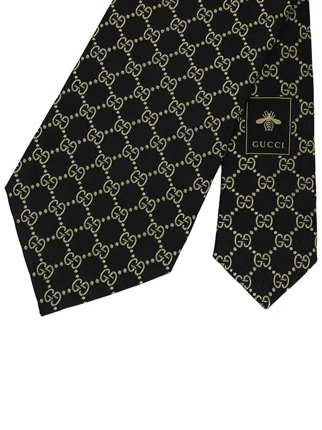 GG Logo Silk Jacquard Tie Black - GUCCI - BALAAN 5