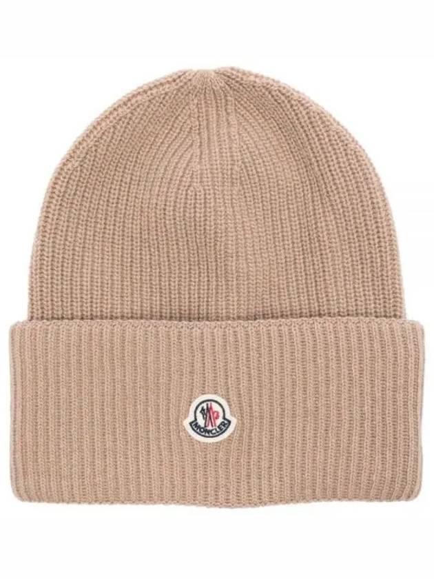 3B00048 M1241 513 Logo Patch Wool Beanie - MONCLER - BALAAN 1