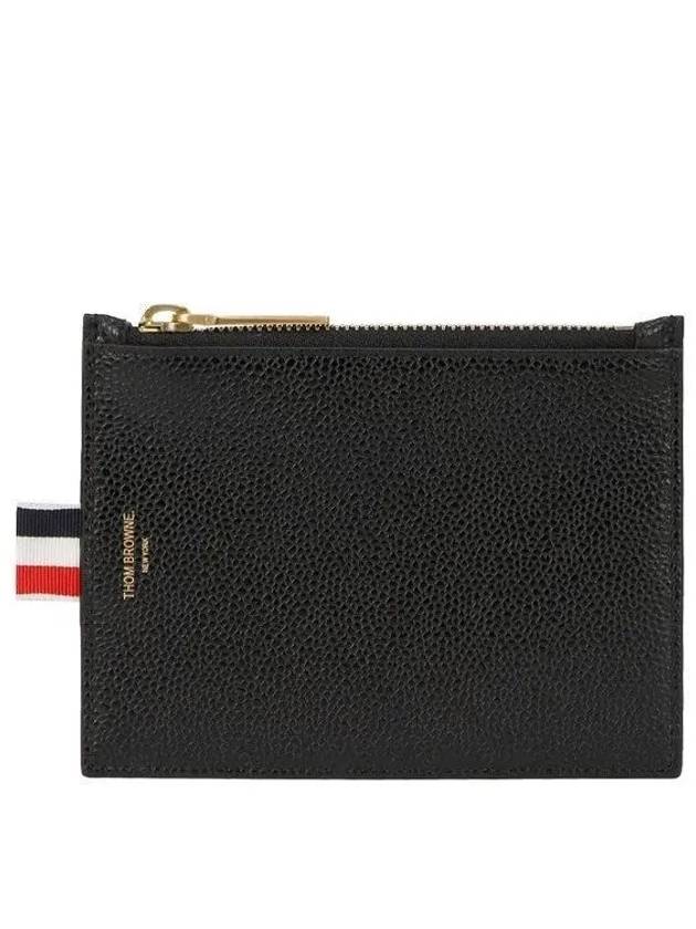 Pebble Grain Three Stripe Tab Small Coin Wallet Black - THOM BROWNE - BALAAN 2