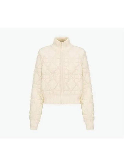 Macrocannage Zipper Technical Wool Cashmere Knit Cardigan White - DIOR - BALAAN 2