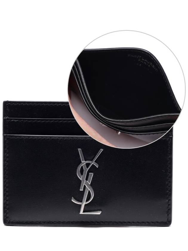 Monogram Card Case in Smooth Leather Black - SAINT LAURENT - BALAAN 3