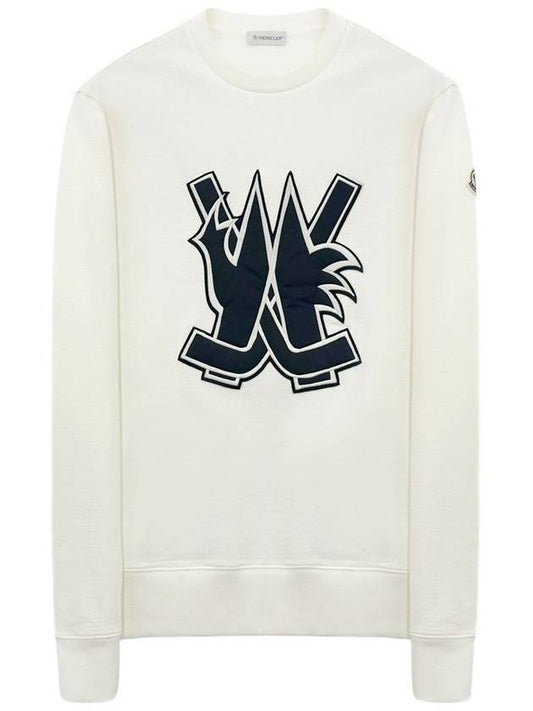 Hockey Logo Patch Sweatshirt White - MONCLER - BALAAN 2