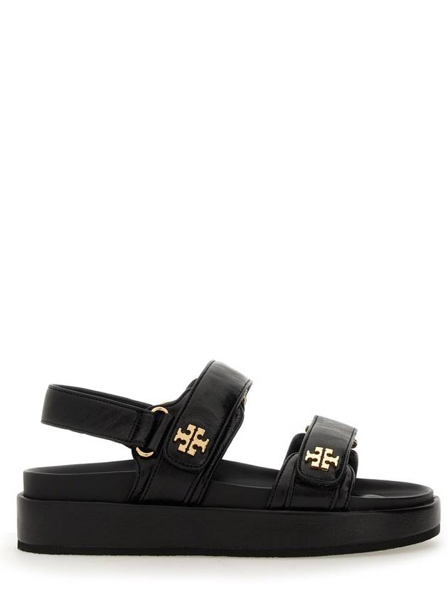 Kira Sports Logo Leather Sandals Black - TORY BURCH - BALAAN 4