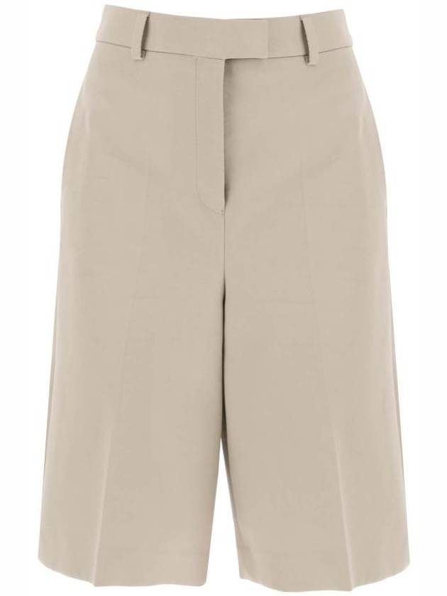 Logo Tag Cotton Shorts Beige - SALVATORE FERRAGAMO - BALAAN 1