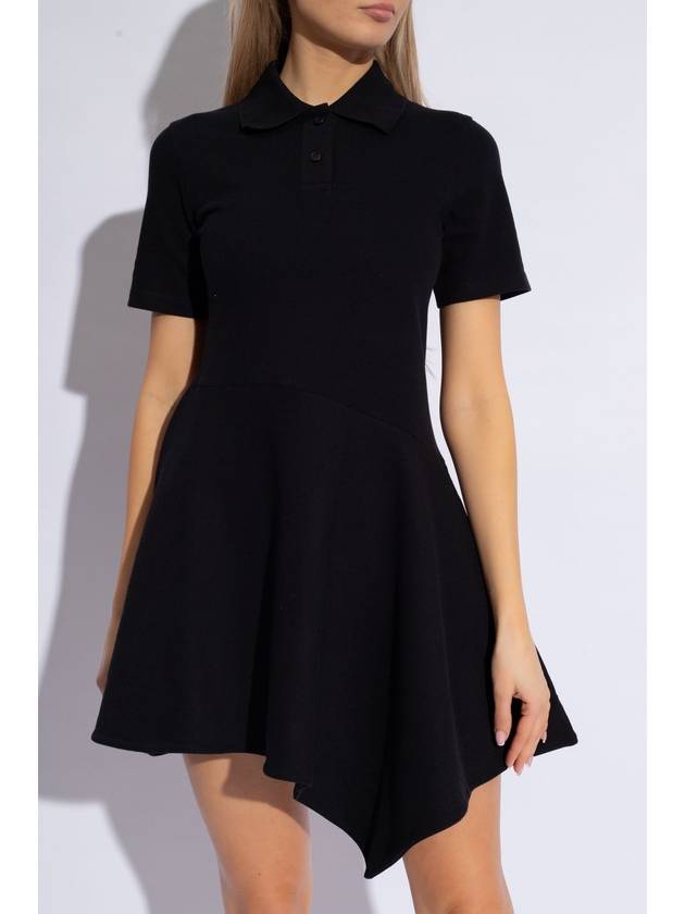 Cotton Asymmetric Polo Collar Short Dress Black - JW ANDERSON - BALAAN 3