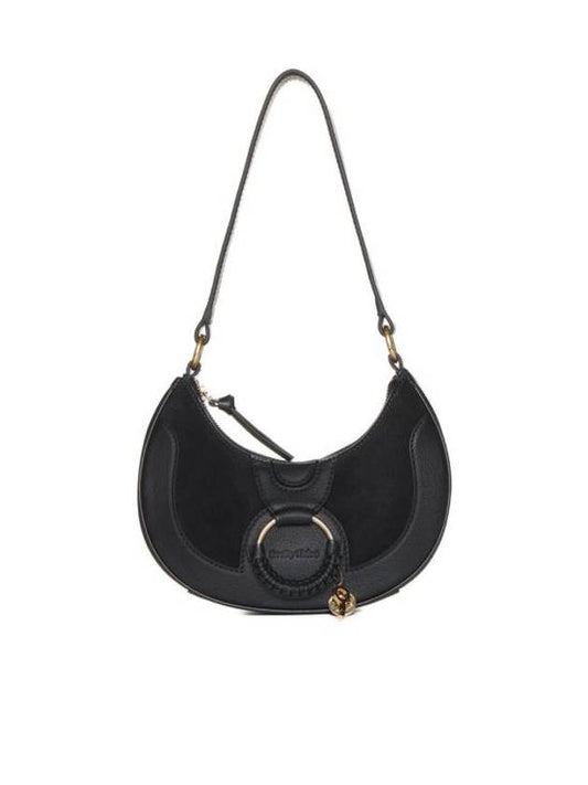 Hana Half Moon Leather Shoulder Bag Black - CHLOE - BALAAN 1