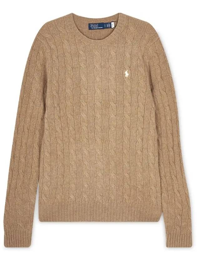 Embroidered Logo Pony Cable Knit Top Beige - POLO RALPH LAUREN - BALAAN 4