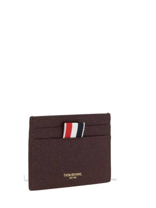 Lucido Leather Single Card Wallet Red - THOM BROWNE - BALAAN 3