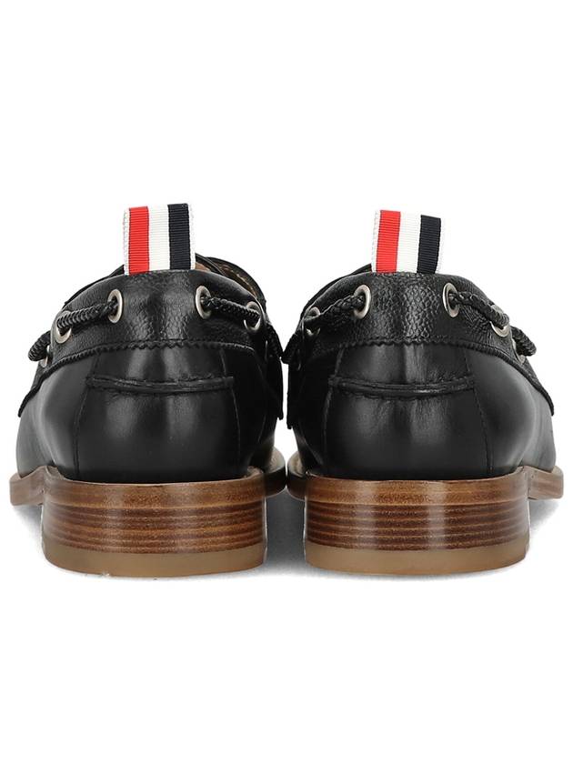 Men's Vitello Calf Leather Boat Shoes Black - THOM BROWNE - BALAAN 6