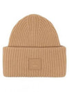 Face Patch Ribbed Wool Beanie Biscuit Beige - ACNE STUDIOS - BALAAN 2