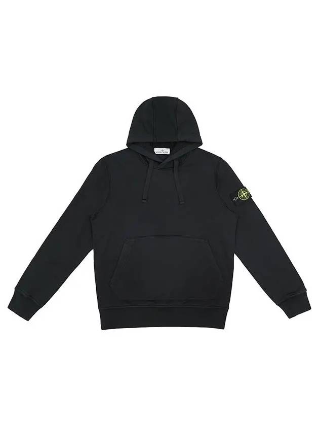 6100045 Organic Cotton Fleece Drawstring Hoodie Black - STONE ISLAND - BALAAN 3