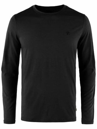 Men's Abisko Wool Long Sleeve T-Shirt Black - FJALL RAVEN - BALAAN 1