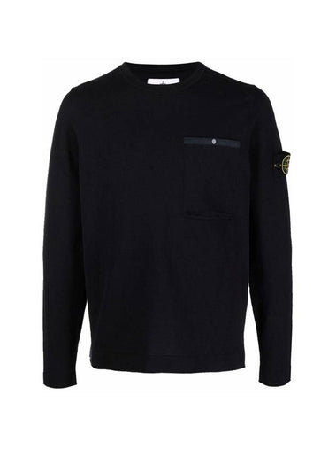 Wappen Patch Low Pocket Knit Top Navy - STONE ISLAND - BALAAN 1