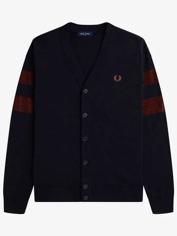 Sharp Textured Tipping Cardigan 608 AFPM2336543 Navy - FRED PERRY - BALAAN 1