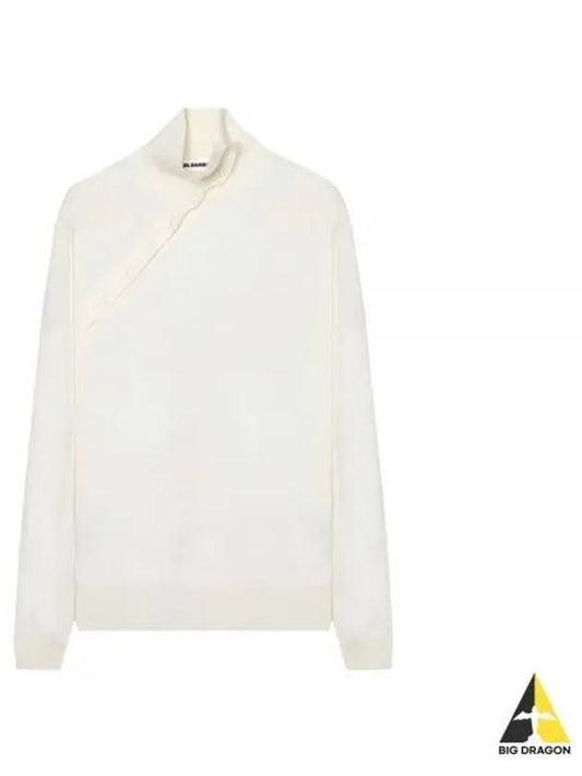 Side Button Wool Turtleneck Ivory - JIL SANDER - BALAAN 2