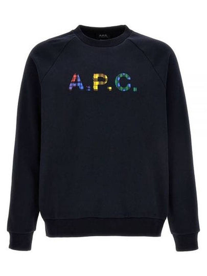 Shaun Tartan Check Logo Sweatshirt Navy - A.P.C. - BALAAN 2