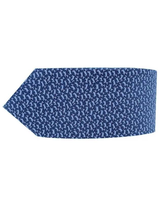 Tobia Print Silk Tie Blue - SALVATORE FERRAGAMO - BALAAN 4