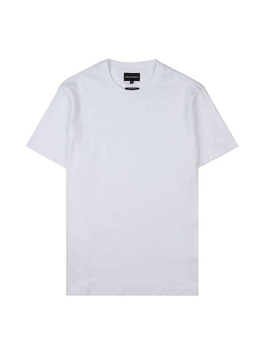 Logo Jacquard Cotton Short Sleeve T-Shirt White - EMPORIO ARMANI - BALAAN 2