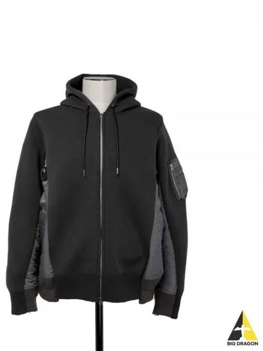 Sponge Sweat X Nylon Twill Hooded Jacket Grey - SACAI - BALAAN 2