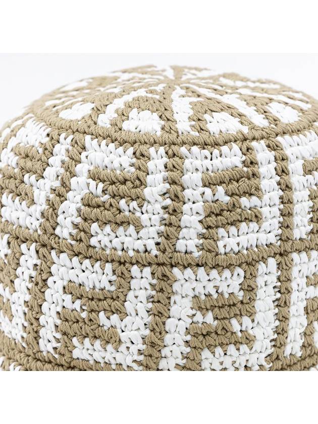 FF Motif Crochet Bucket Hat Beige - FENDI - BALAAN 3