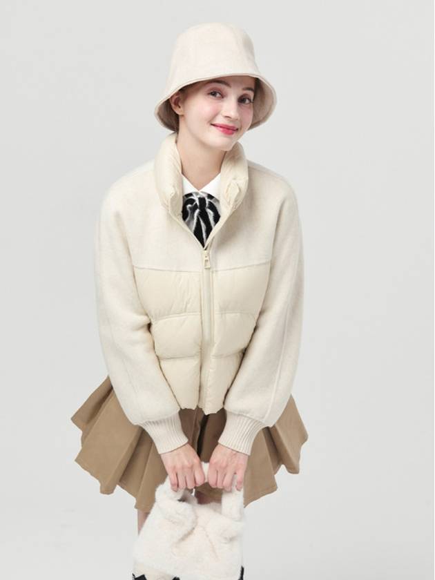 Women s Wool Fabric Patch Down Padded Ivory Jacket DO6242JP13 - DOYOUKNOWMC GOLF WEAR - BALAAN 2