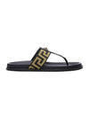 Medusa Greca Flip Flops Black - VERSACE - BALAAN.