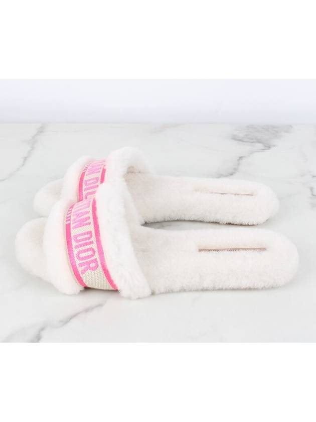 Shearling Fuchsia Logo Mule Slippers 37 240 - DIOR - BALAAN 3