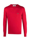 Men's ORB Embroidered Logo Wool Knit Top Red - VIVIENNE WESTWOOD - BALAAN 3